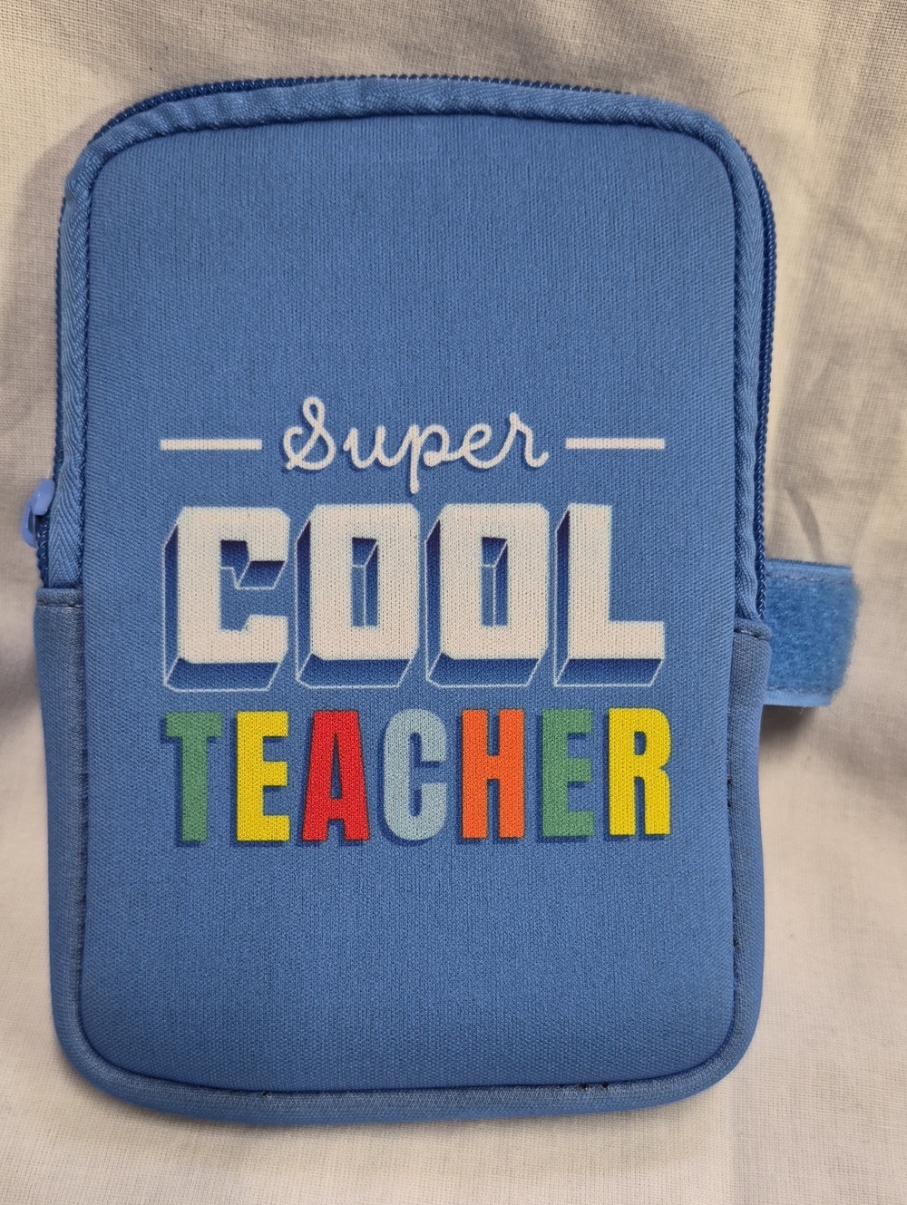 Blue "Super Cool Teacher" Tumbler Pouch